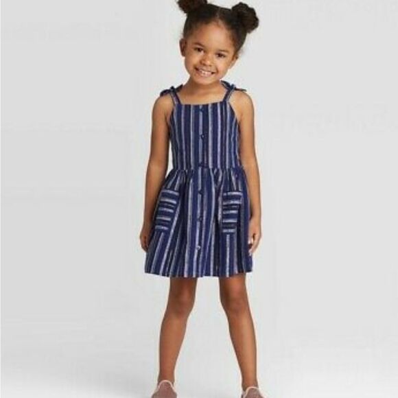 NWT Baby Cat & Jack™ Tank Top Navy Chambray Dress - Picture 3 of 7